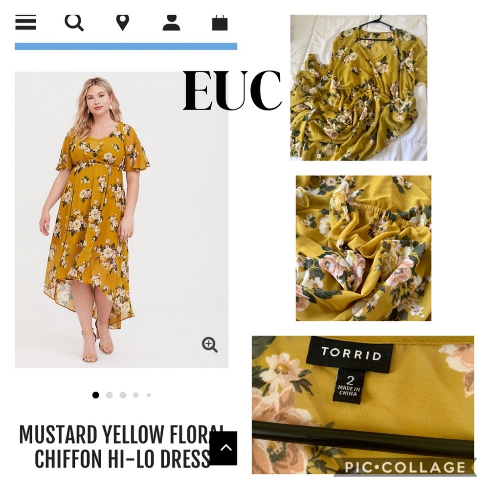 Mustard Yellow Floral Chiffon Dress - Torrid
